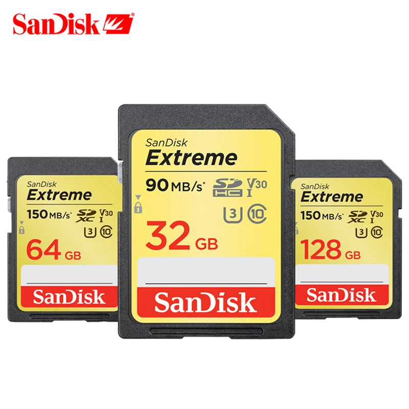 Карта памяти SanDisk Extreme SDHC/SDXC SD-карта класс 10 32 ГБ 64 128 карты C10 Φ max 150 для камеры |