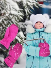 

1Pair Candy Color Children Kids Winter Snow Warm Gloves Boys Girls Ski Windproof Waterproof Outdoor Thicken Mittens Keep Finger