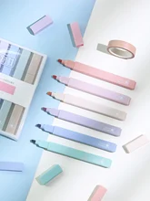 

6pcs Icecrem Stick INS Color Highlighter Marker Pen Set Super Soft Tip Retro Morandi Liner for Drawing Paint Art School F222