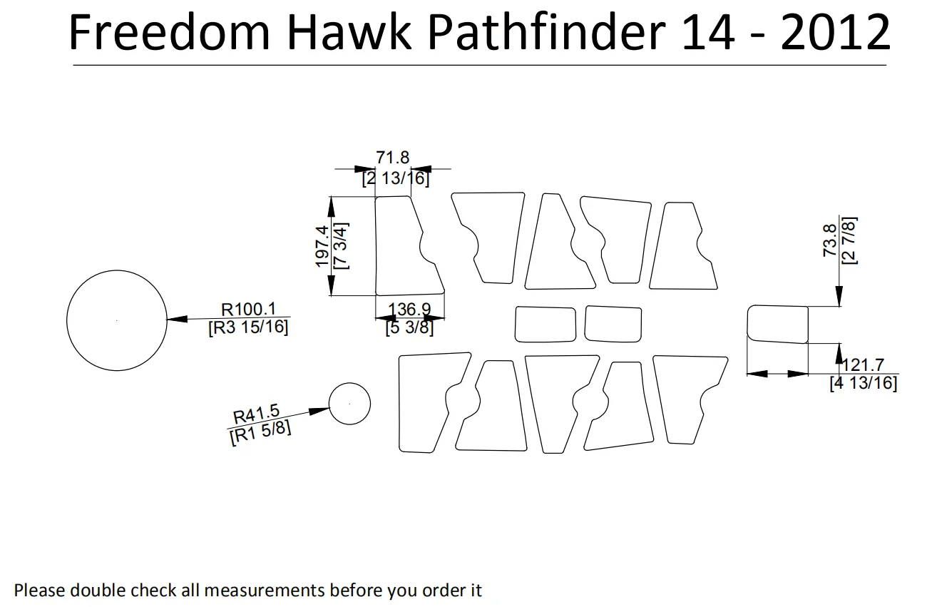 2012 Freedom Hawk Pathfinder 14 Каяк Лодка EVA настил КОВРИКИ НАБОР 1/4"