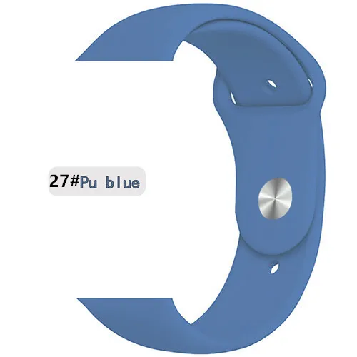 pu blue 27 Ремешок для apple watch 5 4 band correa apple watch 44 мм 40 мм 42 мм 38 мм iwatch 5 4 3 2 1 браслет силиконовый ремешок для часов - Цвет ремешка: pu blue 27