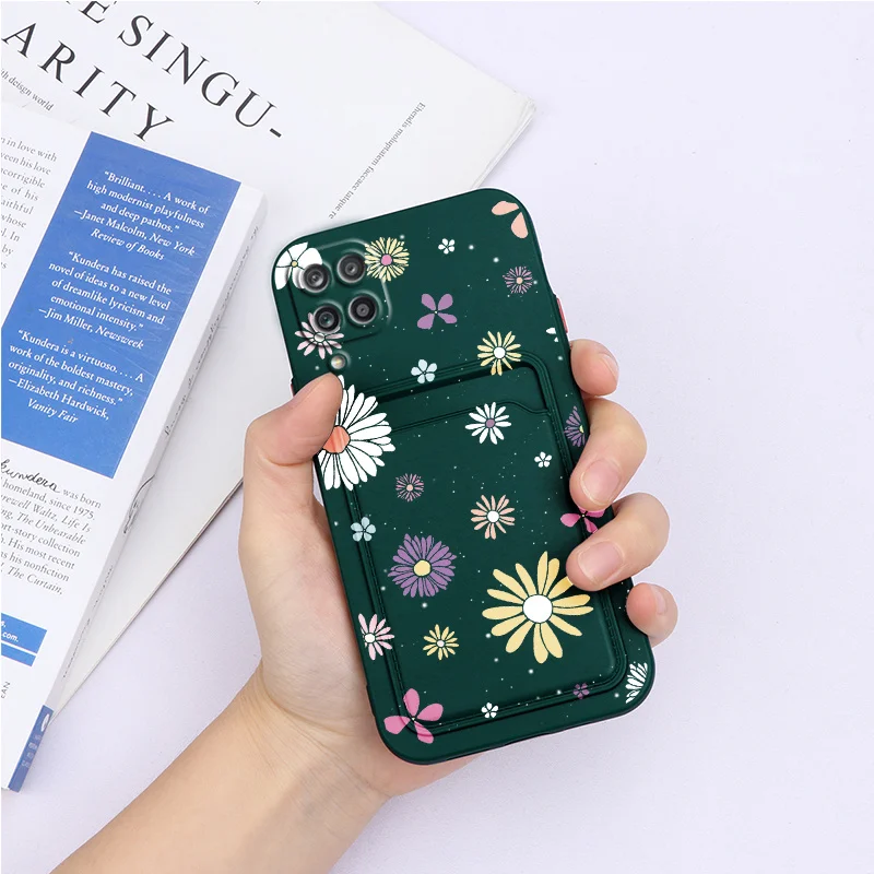 For Samsung Galaxy A12 Case Wallet Card Slot Holder Phone Cover Silicone Soft TPU Back Cases For Samsung A 12 6.5'' Flower Couqe silicone cover with s pen Cases For Samsung