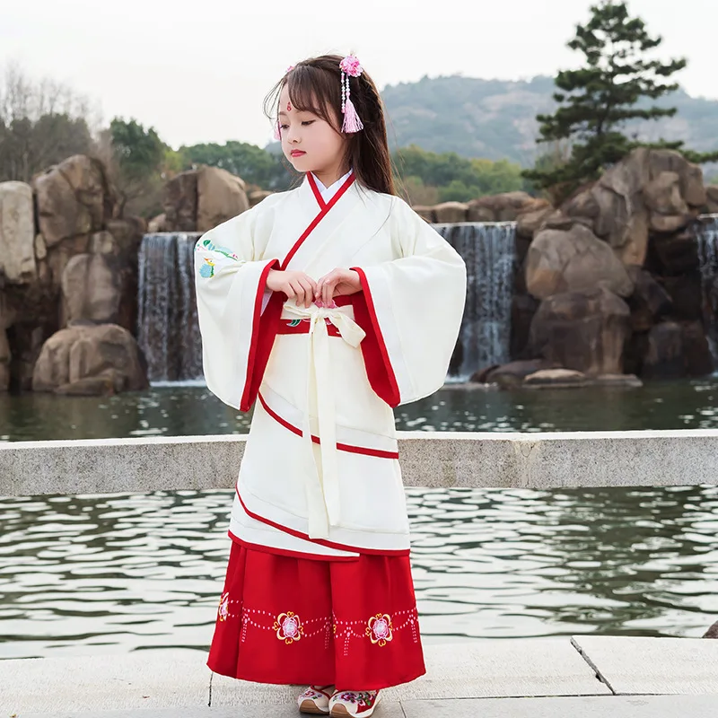 Новое платье Hanfu для маленьких девочек; платье принцессы; костюм с вышивкой в стиле Тан; Классический танцевальный костюм; платье феи для китайского народного танца; SL2084 - Цвет: as picture