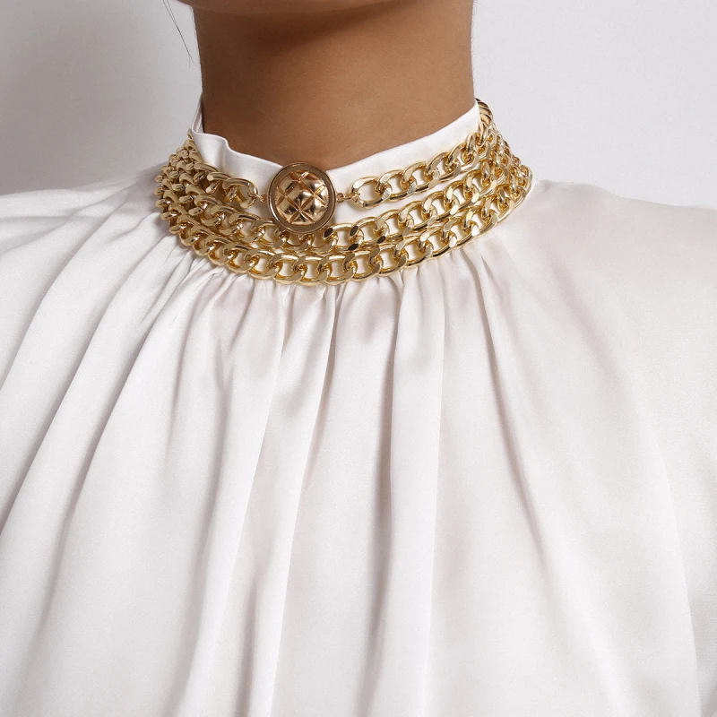 Find Me Multilayer Thick Alloy Chains Necklace For Women Punk Choker 2020 New Fashion Jewelry Accessories | Украшения и