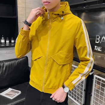 

2020 Spring & Autumn New Arrival Korean Slim Men Hooded Jacket Sports Casual Student Solid Color Jacket Plus Size Free Shipping