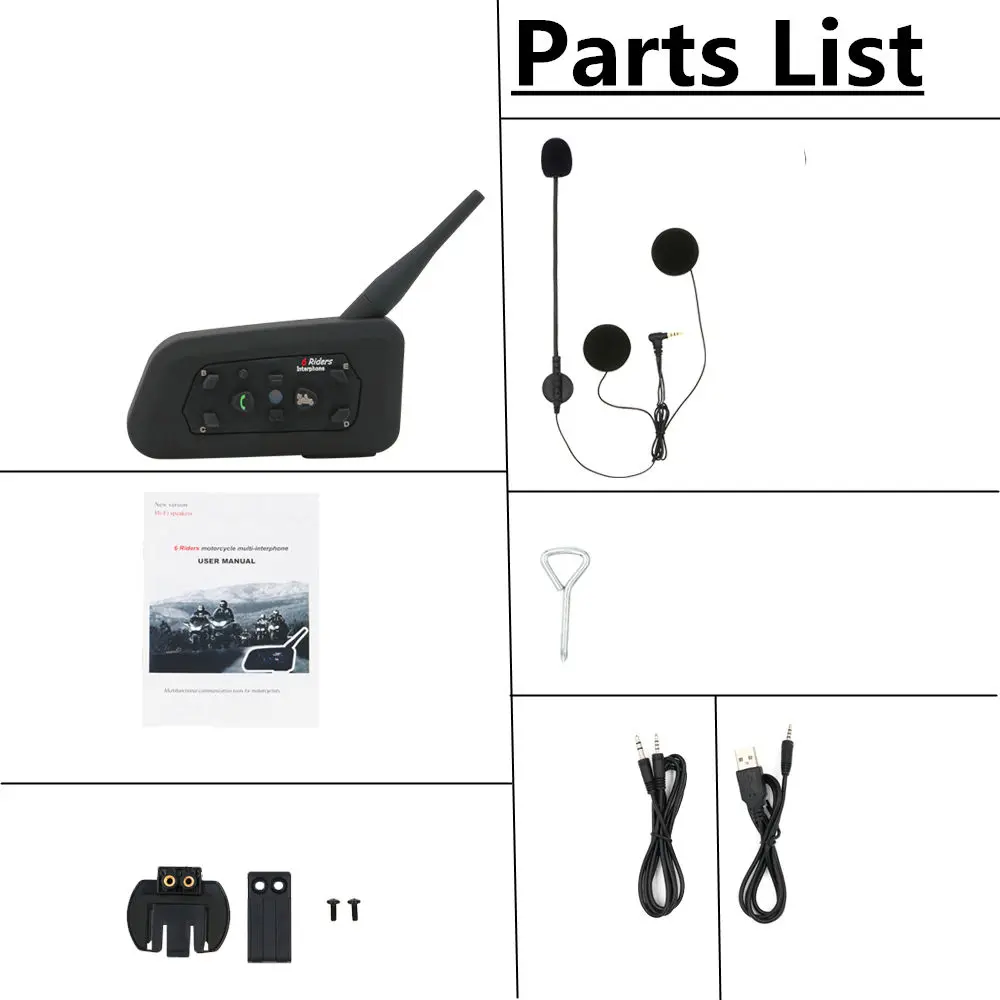 2018 Intercoms Bluetooth Motorcycle Communicator Helmet Headset Interphone for 6 Riders Motorcycle Intercom Motorcycles Headset (6)