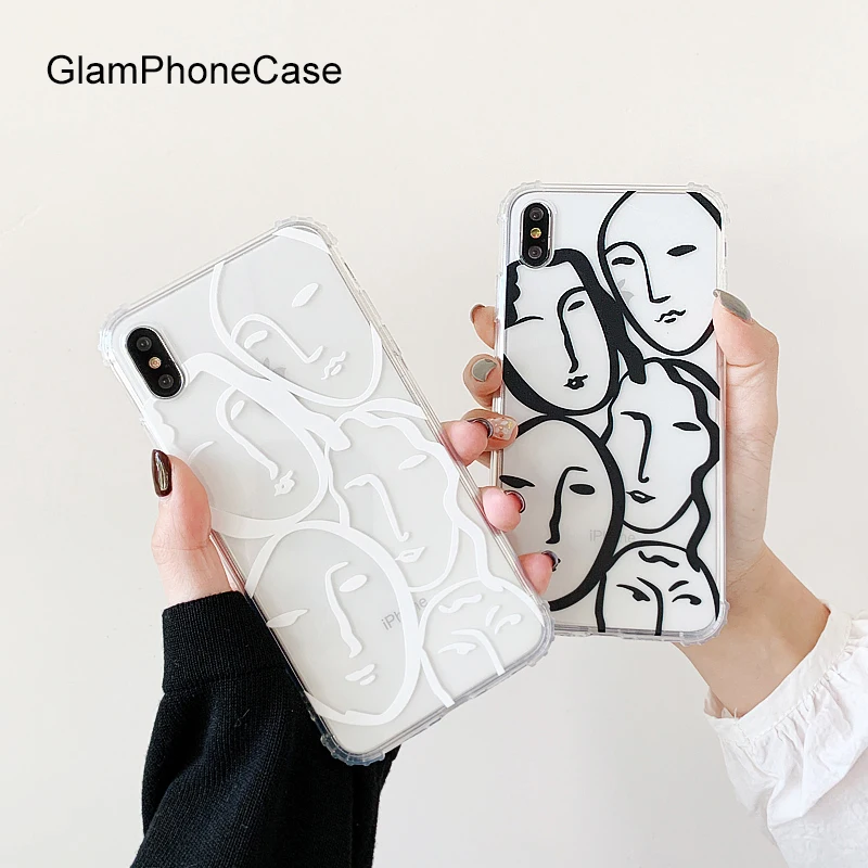 

GlamPhoneCase Character Line Phone Case For iPhone X XS Max XR Soft Silicone Cover For iPhone 7 8 6 6s Plus Case