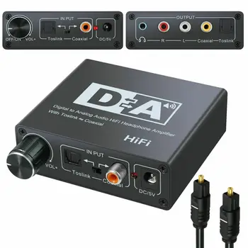 

192kHz Digital 3.5mm Optical Coaxial Toslink to Analog Audio RCA L/R Coaxial HiFi PCM/LPCM Audio Converter Amplifier Adapter