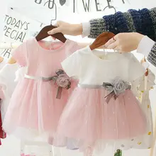 Стиль; милое платье для маленьких девочек; летнее пляжное платье с героями мультфильмов для новорожденных; костюм принцессы для вечеринки, дня рождения, крещения; Одежда для младенцев