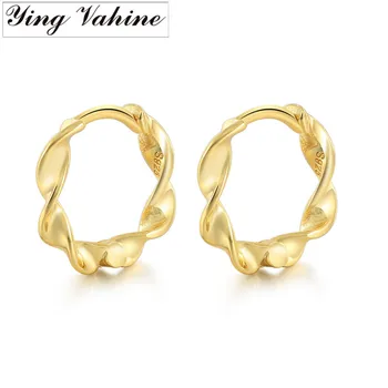 

ying Vahine 100% 925 Sterling Silver Geometric Twisted Hoop Earrings for Women