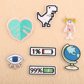 

Cartoon Battery Level Meter patch Embroidered Iron Patches For Clothing DIY Kids Clothes globe Stickers Badges wholesale