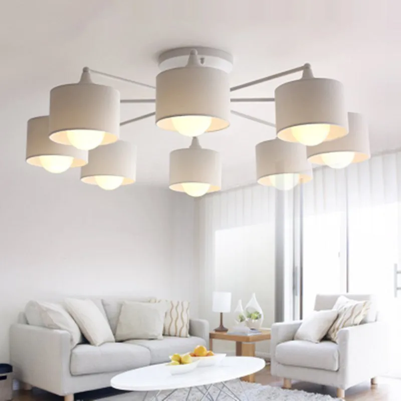 Japaness Ceiling Lights With Cloth Lampshades For Foyer White Lamparas de techo Surface Mounted Bedroom Lighting