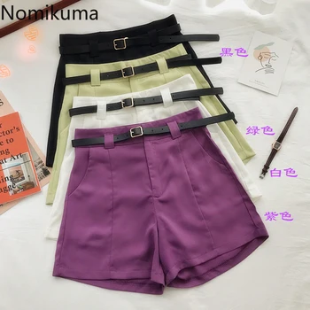 

Nomikuma Women Summer 2020 New Korean High Waist Shorts Belt Chiffon Suit Bottoms Causal Wide Leg Short Feminimos 6A550