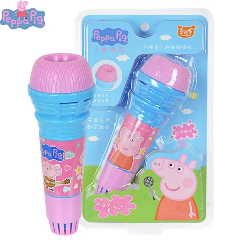 

Peppa Pig Original 19cm Echo Microphone No Battery Anime Figure Cartoon Microphone Kids Toy for Children Birthday Gifts 2P14