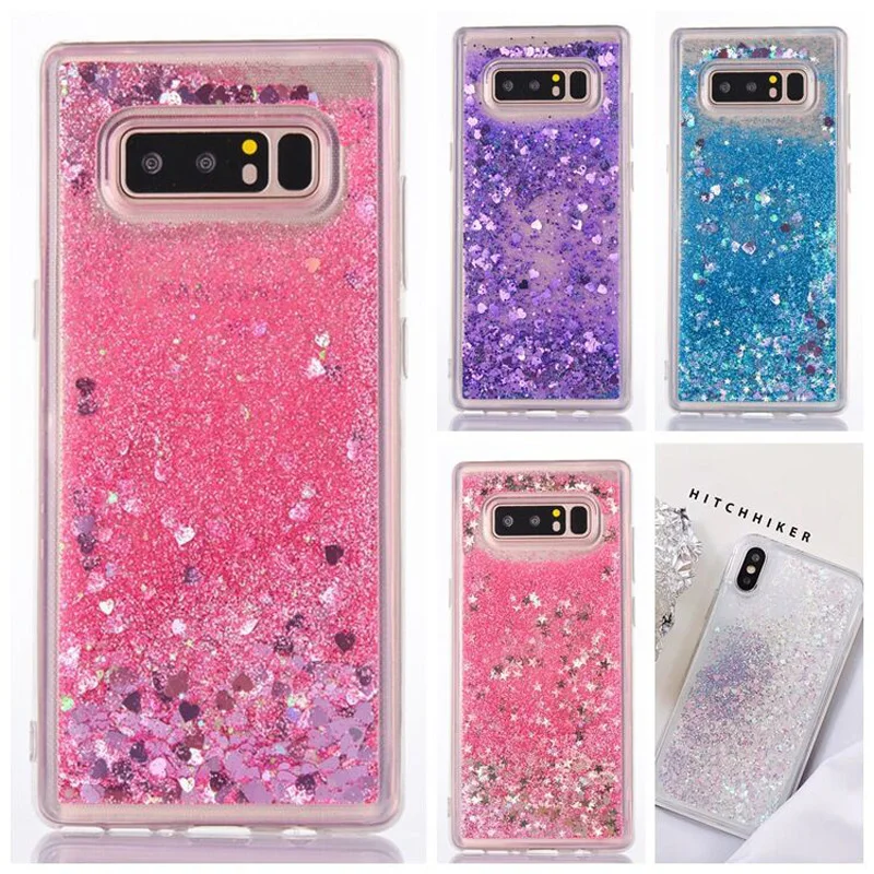 

funds of mobile accessories for samsung galaxy a50 a70 a60 Note8 Note9 Note10 pro S10 plus S7edge Sequin quicksand liquid cover