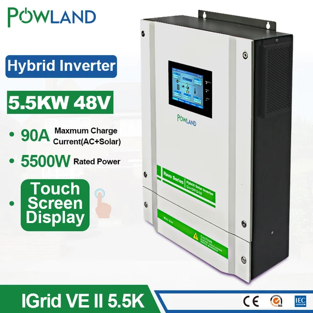 5.5KW Hybrid Solar Inverter 450Vdc 90A MPPT Solar Charger Grid Tied