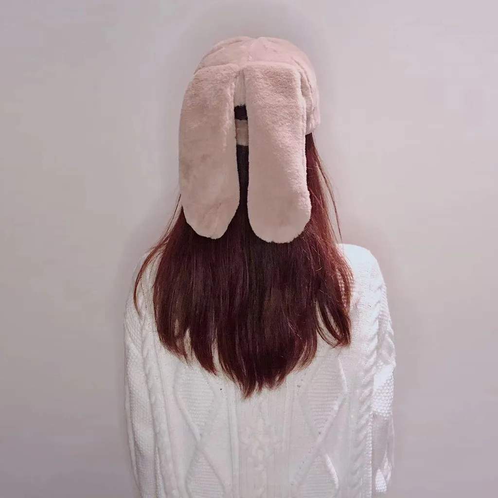 Шапка женская шапка мужская шляпа Кепки gorros mujer invierno шапка модные милые Для женщин плюшевый светильник шапка с заячьими ушами; теплая шапка Кепки