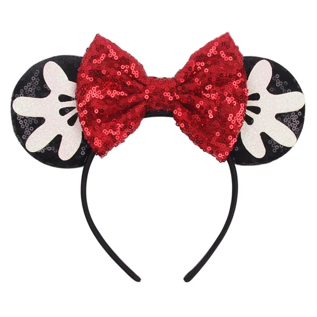 Disney Mickey Stitch Frozen Ears Headband Sequins Hair Bows Charactor For Women Festival Hairband Girls Hair Accessories Party 9