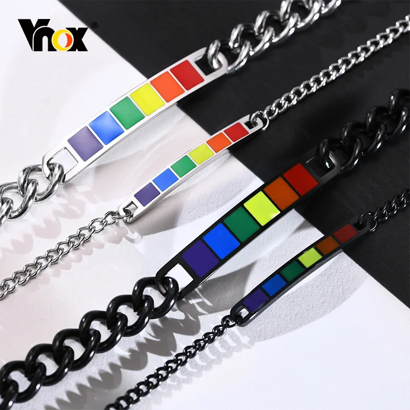 Stainless Steel Bracelet Vnox Rainbow Color LGBTQ Pride Bracelets for Women Men Jewelry Stainless Steel Rainbow Pride Parade Wristband Accessory stainless steel bracelet,fashion bracelet,fashion jewelry