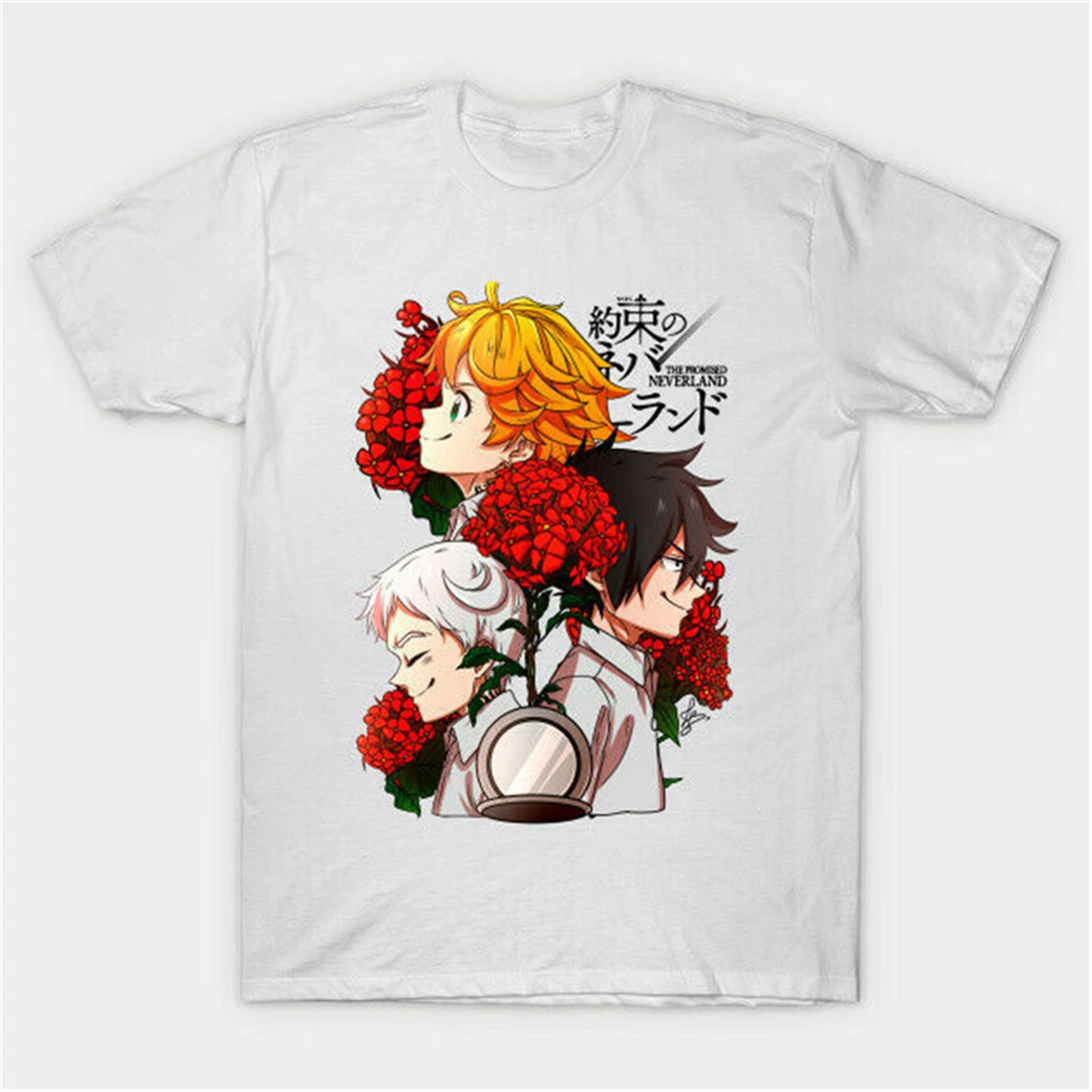 The Promised Neverland Hope Emma Norman Ray Anime White T-Shirt S-3XL Tops Tee Shirt New Unisex Funny | Мужская одежда