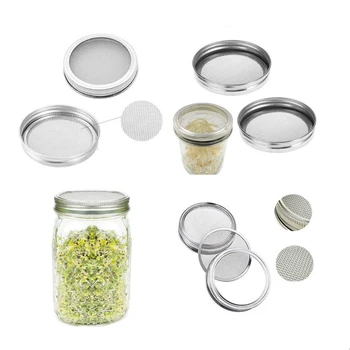 

1Set Seed Sprouter Germination Cover Kit Sprouting Mason Jars with Stainless Steel Strainer Lids Stainless Steel Germinator Stan