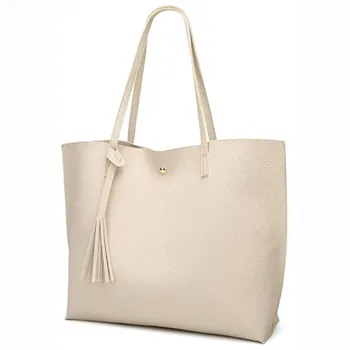 

Fashion Women Bag Leather Handbags PU Shoulder Bag Women Fringe Solid Large Capacity Shopping Shoulder Tote Handbag Bags