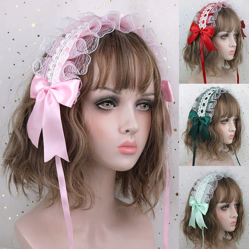 Japanese Lace Bow Ribbon Lolita Headdress Anime Hair Accessories anime hair accessories