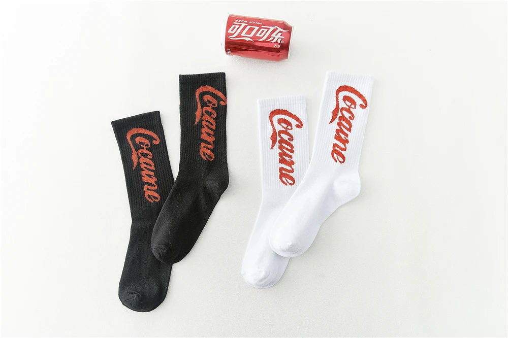 Мужские хлопковые спортивные носки с рисунком в стиле Харадзюку, Cola, Soda, Happy Funny Art, Мультяшные модные уличные танцевальные носки для скейтборда, хипстерские носки