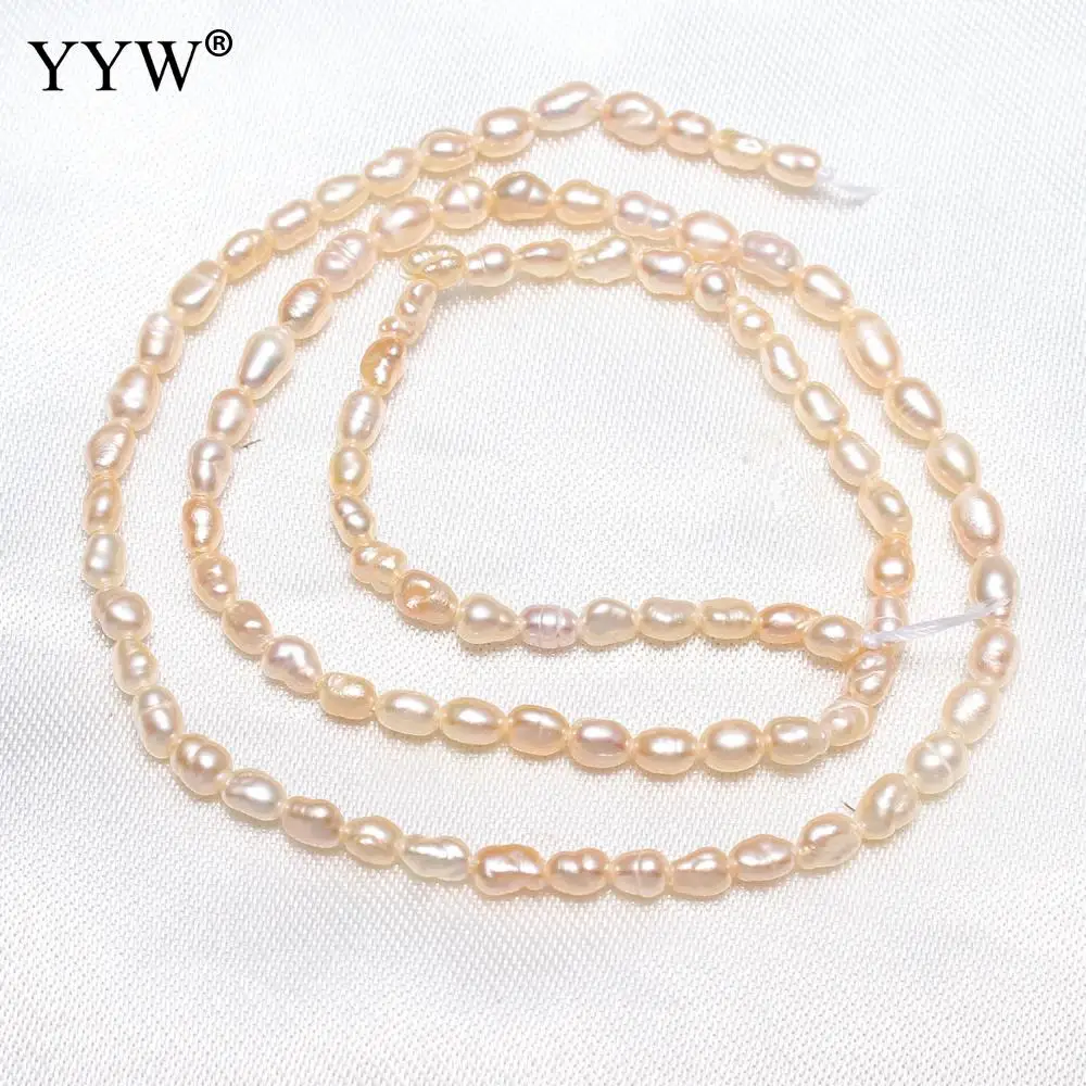 Perlas de agua dulce 100% naturales, cuentas irregulares en forma de arroz para la fabricación de joyas DIY, pulsera y collar de 2-4mm, hebra de 14,5 