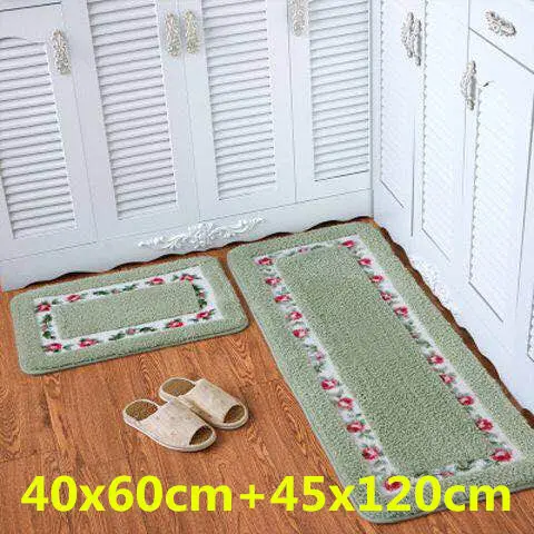 Green 40x60and45x120 Большой коврик, декор для спальни, Противоскользящий коврик для гостиной, кухонный ковер, домашний коврик для ванной комнаты, мягкий коврик, набор для туалета - Цвет: Green 40x60and45x120