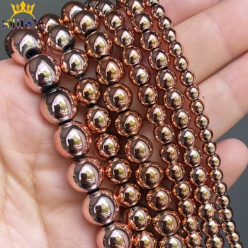 

Natural Stone Beads Rose Gold Hematite Round Loose Beads For Jewelry DIY Making Bracelet Accessories 15''Inches 3 4 6 8 10mm