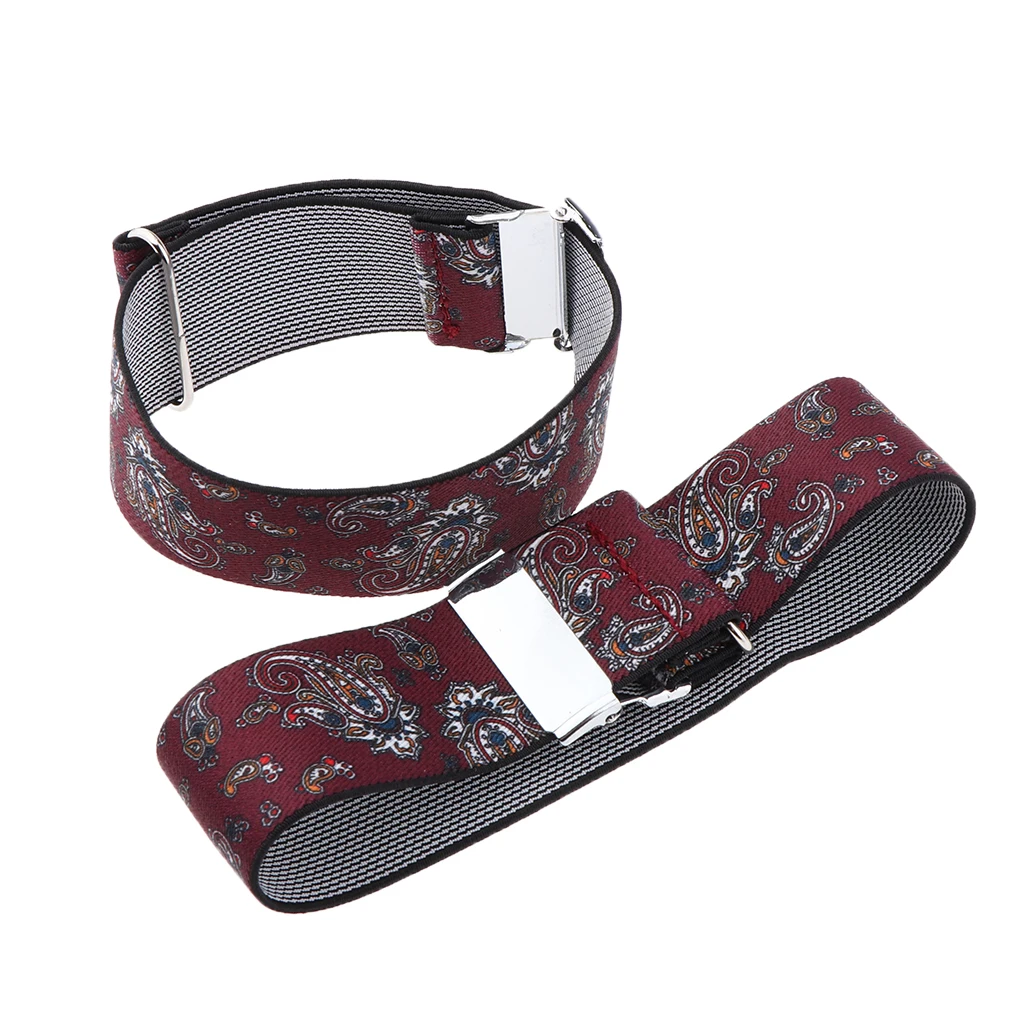 Mens Shirt Adjustable Armband Sleeve Garter Bartender Cuff Holder Sleeve Print Armband Elastic Cuff Holder Strong Metal Clip