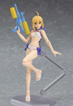 

13cm Fate Grand Order Saber Artoria Pendragon Action Figures Super Movable Joints Face Change Sexy Girl Swimsuit Anime Figurines