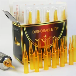 50PCS Golden Shark Tattoo Needle Nozzle Full Model Transparent Disposable Tattoo Needle Cap Secant Needle Nozzle Tattoo Auxiliar