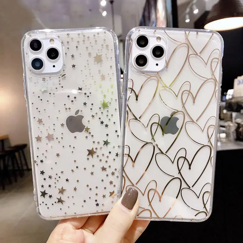 Lovebay Love Heart чехол для телефона для iPhone 7 8 6 6s Plus 11 Pro X XR XS Max прозрачный гальванический Мягкий ТПУ силиконовый чехол