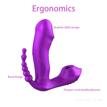 Clitoris Stimulator 3 IN 1 Sucking Vibrator 7 Mode Vibrating Sucker Anal Vagina Wearable Oral Suction Erotic Sex Toys for Women 2