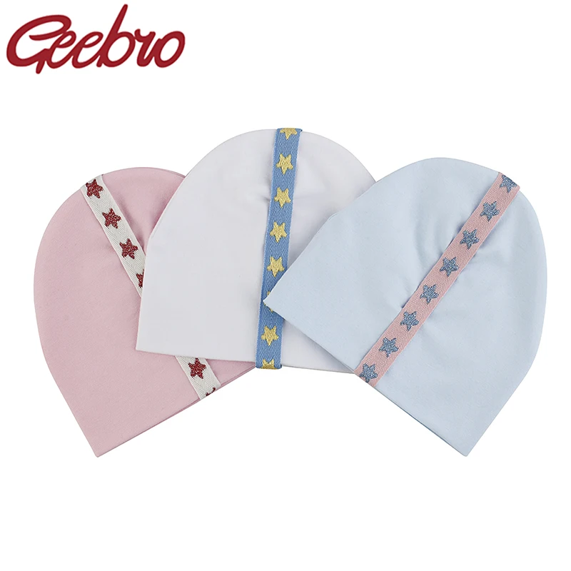 

Geebro Soft Cotton Star heart Ribbon Beanie hat For Newborn Baby Girls Boys Skullies Hats For Toddler Kids Infants new born Gift