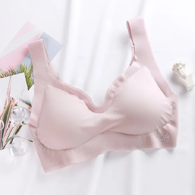 Seamless Bras For Women Fitness Candy Color Underwear Gathers Shock-Proof Thin Pad Sexy Push Up Bra Lingerie Female Intimates Pink