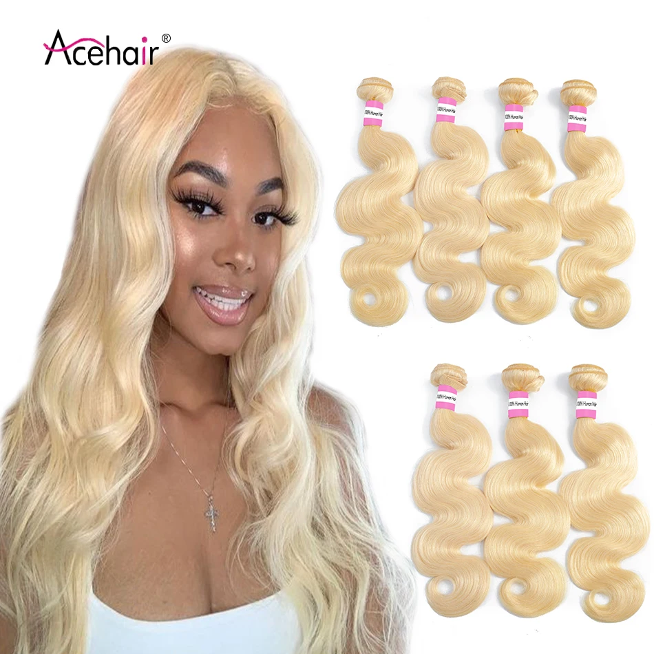 Ace 613 Blonde Brazilian Hair Weave 1/3/4 Body Wave Bundles 100% Remy Human Hair Bundles 613 Hair Extension Ace 613 Blonde Brazilian Hair Weave 1/3/4 Body Wave Bundles 100% Remy Human Hair Bundles 613 Hair Extension