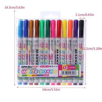 

12 Colors Whiteboard Marker Non Toxic Mark Sign Fine Nib Set Supply