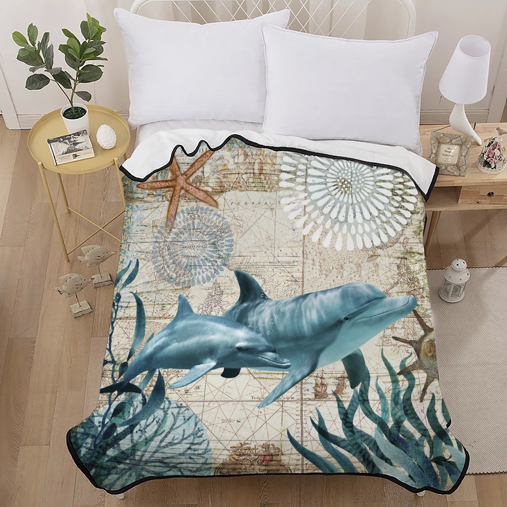 Супер мягкое толстое фланелевое одеяло 3D красота модный 150x200 см флисовый плед подарок дропшиппинг Дельфин