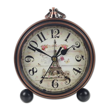 

New Vintage Alarm Clock European 4 inch Retro Metal Alarm Clock Bedside Mute Needle Table Clock Student Morning Gets up