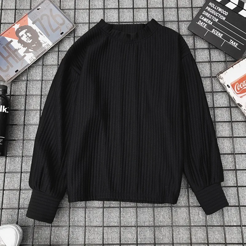 

Round Neck Solid Color Long Sleeve Pullovers Sweaters Long Sleeve O Neck Loose Sweater For Women