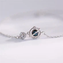 Женские браслеты SBR201 из серебра с эффектом памяти, сияющими синими кристаллами и 925 пробы