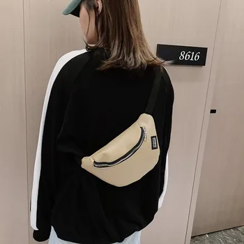 

Women Sport waist bag Solid Zipper Artificial leather bum bag Ladies Casual Creative belt bag cangurera para la cintura Mujer