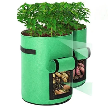 

2 Pack Foldable Household Planting Bag with Flip Cover and Handle Planting Potato, Carrot, Tomato Planting Bag