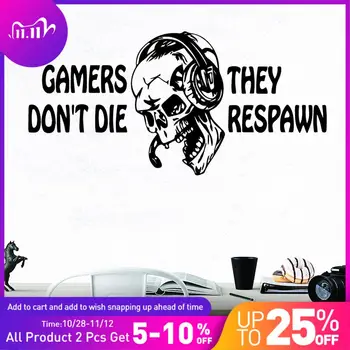 

Colorful skull Gamer Wall Stickers Modern Fashion Wall Sticker For Kids Rooms Decoration Mural Custom
