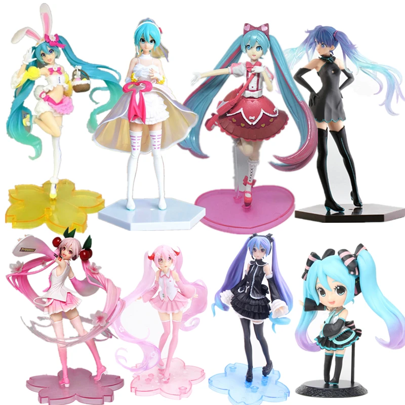 黒の漫画のキャラクタードレス 初音ミク カワイイ ウサギの耳 赤いドレス 装飾的なフィギュア ギフト アニメのおもちゃ Null Aliexpress