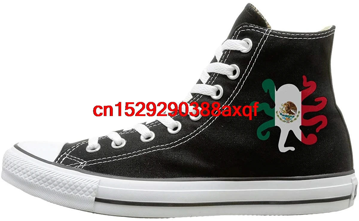 

Men's Women's Custom High-Top Lace Up Canvas Shoe,Octopus Shaped Flag Of Mexico Trainers Sneaker For Boys Girls