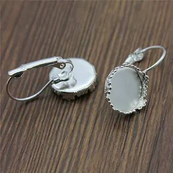 

10pcs Classic Style French Lever Back Earrings Blank/Base,Fit 12mm 15mm Glass Cabochons,Buttons;Earring Bezels